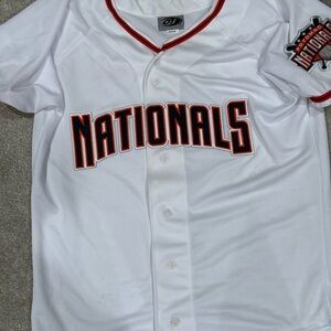 Potomac Nationals White Baseball Jersey with Red and Navy Trim size medium